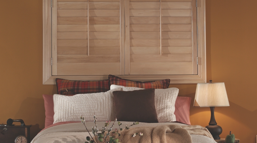 If you're looking for a more rustic look, ShutterLuxe can customize your shutters to give you an unfinished stain appeal.
