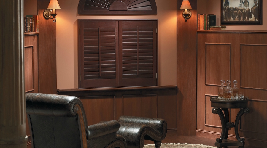 ShutterLuxe offers real wood shutters made from renewable North American hardwood and amazing upgrade options such as the frameless arch, shown here.